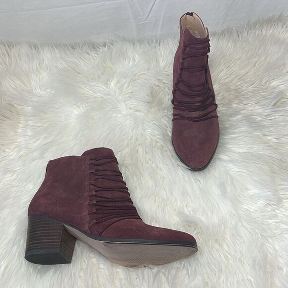 Sole Society Bellevue Bordeaux Corset Ankle Booties Sz 7.5 - Picture 2 of 8